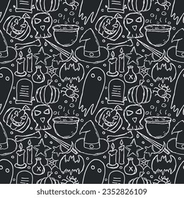 Seamless Halloween pattern. Doodle Halloween background