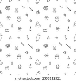 Seamless Halloween pattern. Doodle Halloween background
