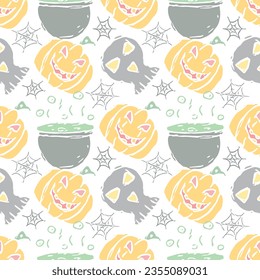 Seamless Halloween pattern. Doodle Halloween background