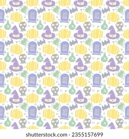 Seamless Halloween pattern. Doodle Halloween background