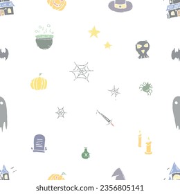 Seamless Halloween pattern. Doodle Halloween background