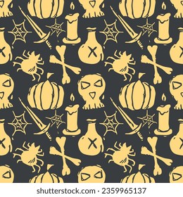 Seamless Halloween pattern. Doodle Halloween background