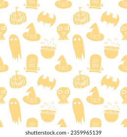 Seamless Halloween pattern. Doodle Halloween background