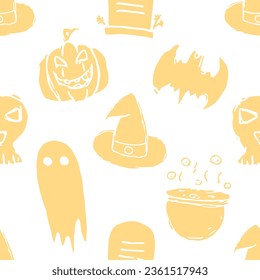 Seamless Halloween pattern. Doodle Halloween background
