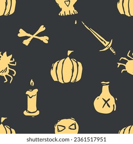 Seamless Halloween pattern. Doodle Halloween background