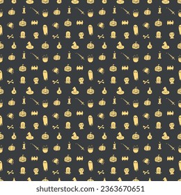 Seamless Halloween pattern. Doodle Halloween background