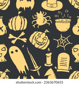 Seamless Halloween pattern. Doodle Halloween background