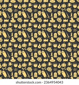 Seamless Halloween pattern. Doodle Halloween background