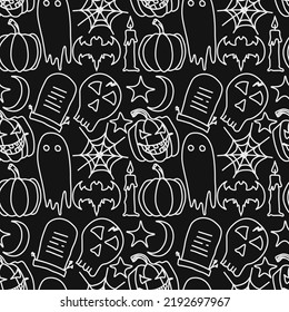 Seamless halloween pattern. Doodle vector halloween background