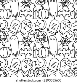 Seamless halloween pattern. Doodle vector halloween background