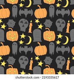 Seamless halloween pattern. Doodle vector halloween background