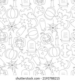 Seamless halloween pattern. Doodle vector halloween background