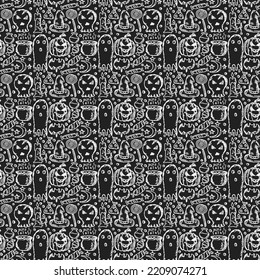 Seamless halloween pattern. Doodle vector halloween background