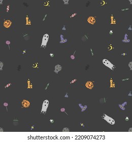 Seamless halloween pattern. Doodle vector halloween background