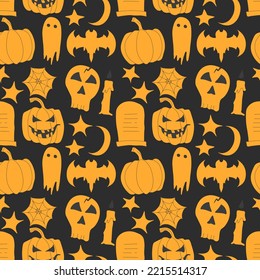 Seamless halloween pattern. Doodle vector halloween background