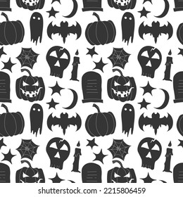 Seamless halloween pattern. Doodle vector halloween background