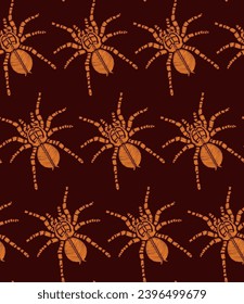 Seamless halloween pattern with embroidered stylized spiders