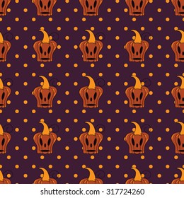 Seamless halloween pattern, flat style. Endless texture. Use for wallpaper, textiles, pattern fills, web page background