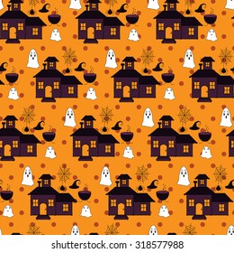 Seamless halloween pattern, flat style. Endless texture. Use for wallpaper, textiles, pattern fills, web page background