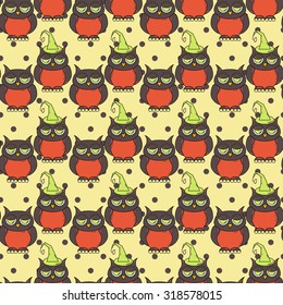 Seamless halloween pattern, flat style. Endless texture. Use for wallpaper, textiles, pattern fills, web page background