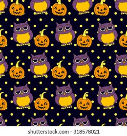 Seamless halloween pattern, flat style. Endless texture. Use for wallpaper, textiles, pattern fills, web page background