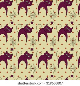 Seamless halloween pattern, flat style. Endless texture. Use for wallpaper, textiles, pattern fills, web page background
