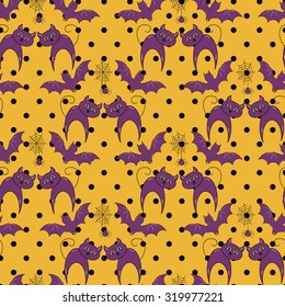 Seamless halloween pattern, flat style. Endless texture. Use for wallpaper, textiles, pattern fills, web page background