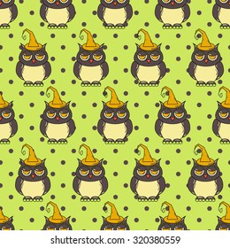 Seamless halloween pattern, flat style. Endless texture. Use for wallpaper, textiles, pattern fills, web page background