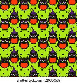 Seamless halloween pattern, flat style. Endless texture. Use for wallpaper, textiles, pattern fills, web page background