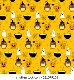 Seamless halloween pattern, flat style. Endless texture. Use for wallpaper, textiles, pattern fills, web page background