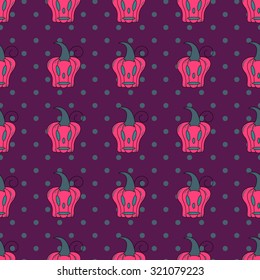 Seamless halloween pattern, flat style. Endless texture. Use for wallpaper, textiles, pattern fills, web page background