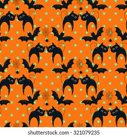Seamless halloween pattern, flat style. Endless texture. Use for wallpaper, textiles, pattern fills, web page background