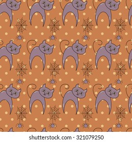 Seamless halloween pattern, flat style. Endless texture. Use for wallpaper, textiles, pattern fills, web page background