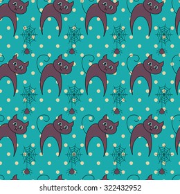 Seamless Halloween pattern, flat style. Endless texture. Use for wallpaper, textiles, pattern fills, web page background