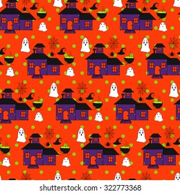 Seamless halloween pattern, flat style. Endless texture. Use for wallpaper, textiles, pattern fills, web page background