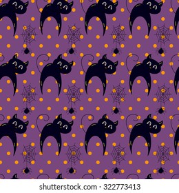 Seamless halloween pattern, flat style. Endless texture. Use for wallpaper, textiles, pattern fills, web page background