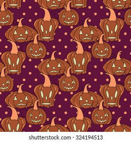 Seamless halloween pattern, flat style. Endless texture. Use for wallpaper, textiles, pattern fills, web page background