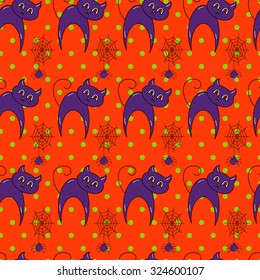 Seamless halloween pattern, flat style. Endless texture. Use for wallpaper, textiles, pattern fills, web page background