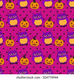 Seamless halloween pattern, flat style. Endless texture. Use for wallpaper, textiles, pattern fills, web page background