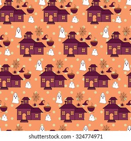 Seamless halloween pattern, flat style. Endless texture. Use for wallpaper, textiles, pattern fills, web page background