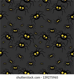 Seamless halloween pattern with funny spiders