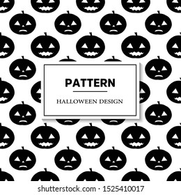 Seamless halloween pattern with ghost, pumpkins, bat and broom. Black and white