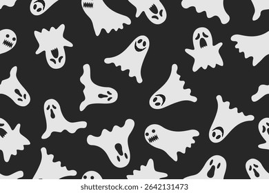 Seamless Halloween pattern with ghosts