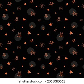 Seamless halloween pattern for girls or boys. Creative vector pattern with stars. Fashion halloween style. 