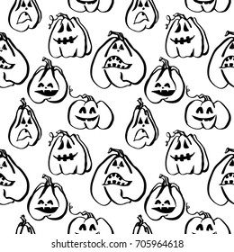 Seamless halloween pattern. Hand drawn isolated on a white background, for use in a logo, sign, symbol