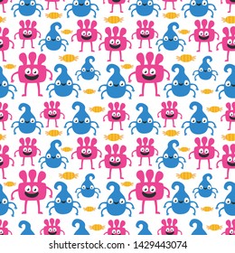 seamless halloween pattern. monster pattern