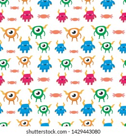 seamless halloween pattern. monster pattern