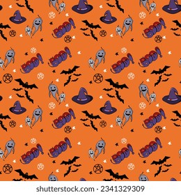 Seamless halloween pattern with monsters