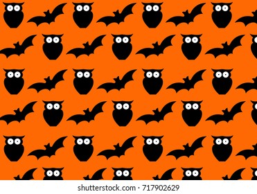 Seamless halloween pattern  on orange background - Vector illustration
