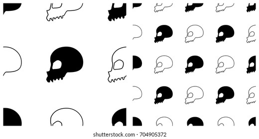 Seamless of Halloween pattern on transparent background. Single pattern is shown in the left. The example of assembly seamless is shown in the right.  